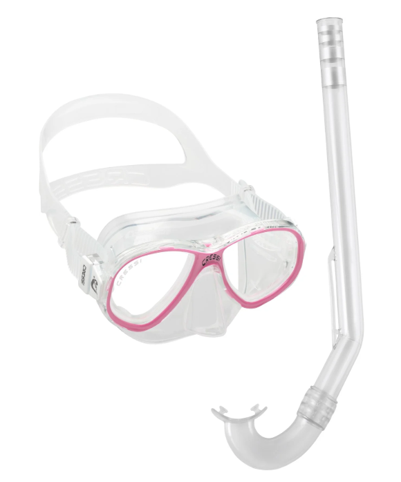 Cressi Perla + Minigringo Junior Combo Mask and Snorkel in Clear Pink