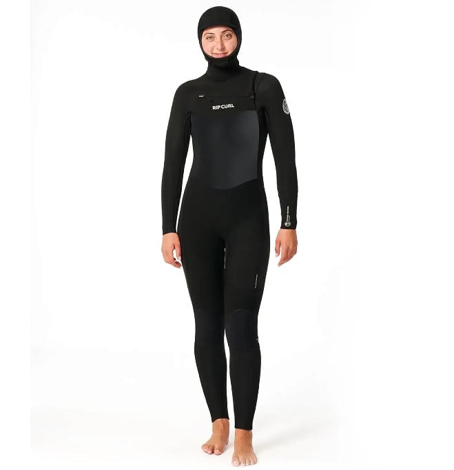 Rip Curl Dawn Patrol 5/4mm Womens Chest Zip Hooded Wetsuit 2025 - Black