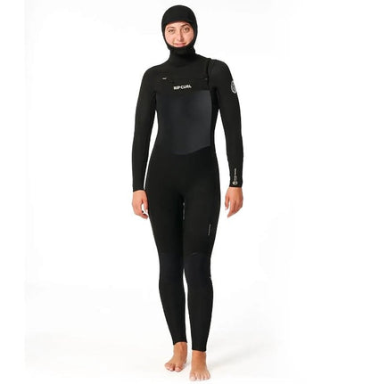 Rip Curl Dawn Patrol 5/4mm Womens Chest Zip Hooded Wetsuit 2025 - Black