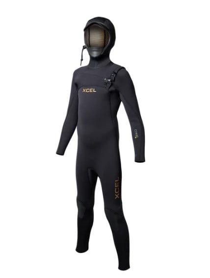 Xcel Comp + 4.5/3.5mm Youth Hooded Chest Zip Wetsuit - Black