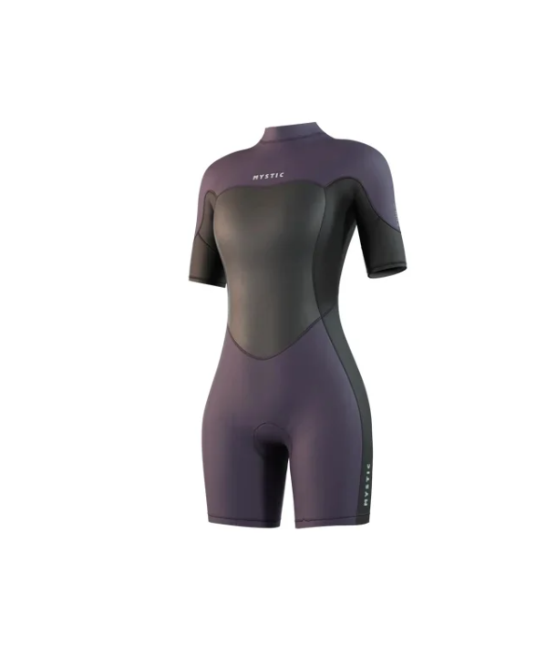 Mystic Brand Womens Back Zip Flatlock 3/2mm Shorty Wetsuit 2025 - Deep Purple