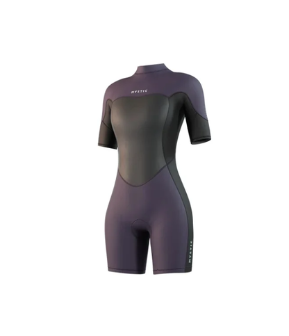 Mystic Brand Womens Back Zip Flatlock 3/2mm Shorty Wetsuit 2025 - Deep Purple