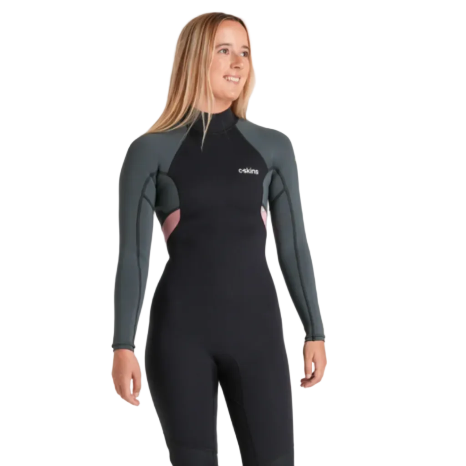 C-Skins NuWave Element 3/2mm Womens FL Back Zip Steamer 2026 - Black/Forest Green/Rose