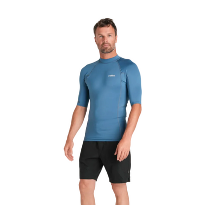 C-Skins NuWave UV Basics Mens Short Sleeve Rash Vest - Steel Blue