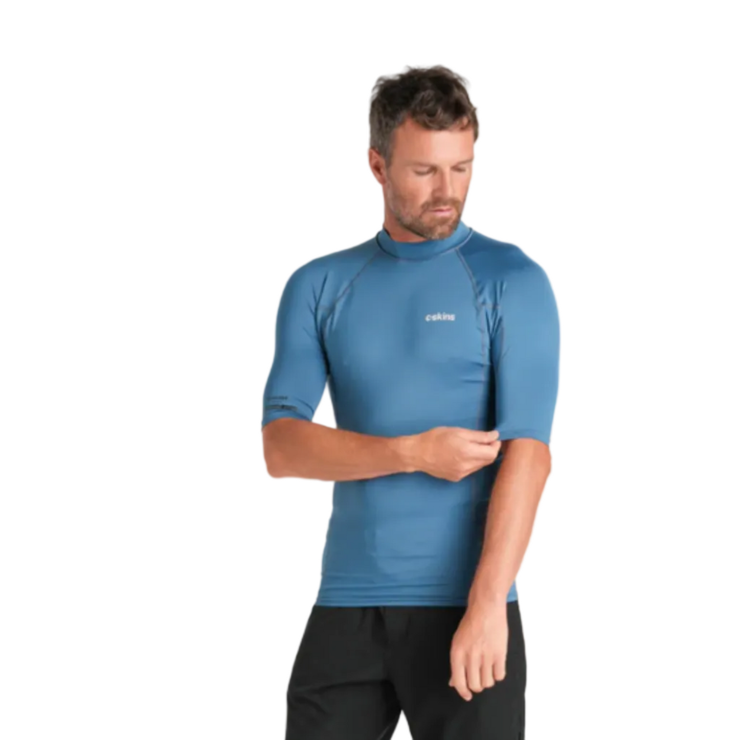 C-Skins NuWave UV Basics Mens Short Sleeve Rash Vest - Steel Blue
