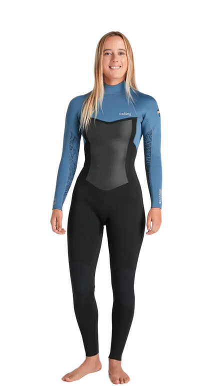 C-Skins NuWave Surflite 3/2mm Womens GBS Back Zip Steamer - Black/Steel Blue