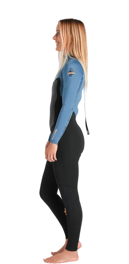 C-Skins NuWave Surflite 3/2mm Womens GBS Back Zip Steamer 2026 - Black/Steel Blue