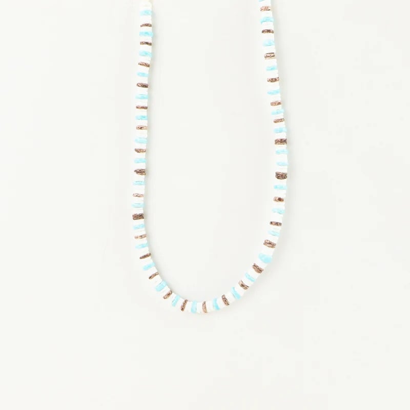 Pineapple Island Padangbai Puka Shell Necklace in Blue &amp; Natural