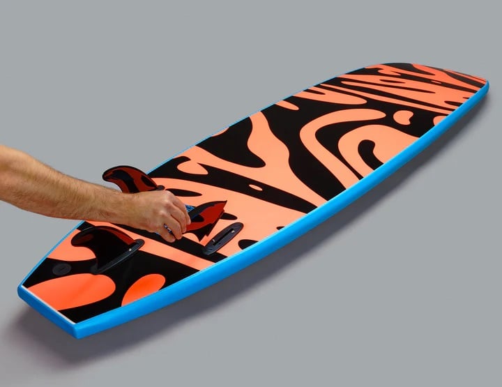 Vision VCT Shoot Out 7'6" Softboard - Cyan/Warm Red Ripple