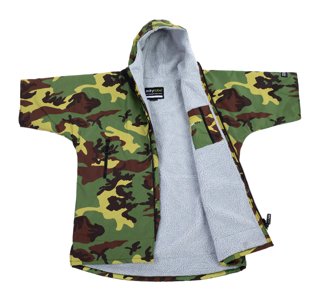 Dryrobe Advanced Short Sleeve Kids Age 10-13 - Camo / Grey