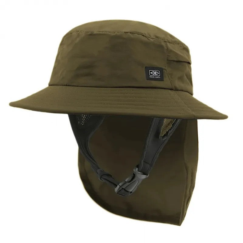 Ocean &amp; Earth Indo Stiff Peak Surf Hat in Olive
