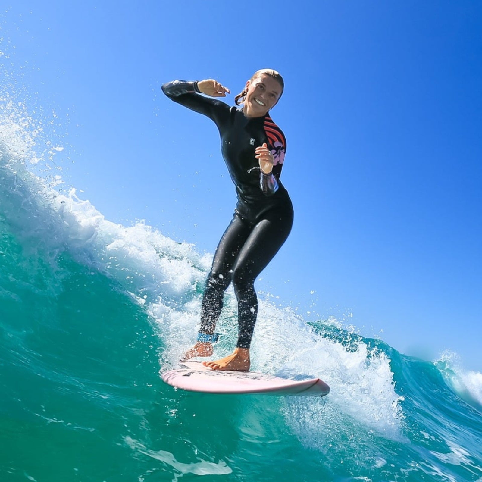 C-Skins NuWave Solace Lite 3/2mm Womens Flatlock Back Zip Wetsuit in Black/Tropical