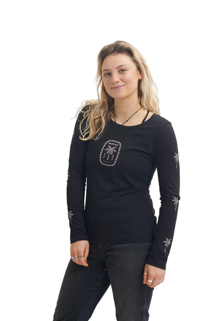 Sorted Surf Shop Long Sleeve Womens Top 2021 - Black - Front