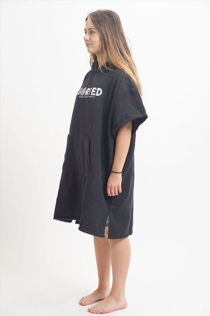 Sorted Surf Premium Hooded Kids Changing Robe - Black