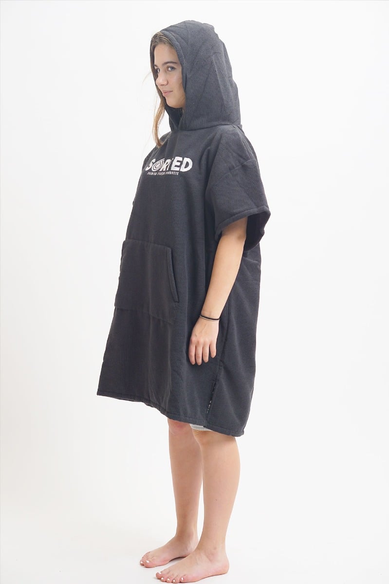 Sorted Surf Premium Hooded Kids Changing Robe - Black
