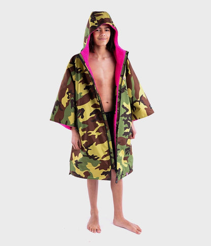 Dryrobe Advance Kids Short Sleeve Changing Robe - Camo/Pink