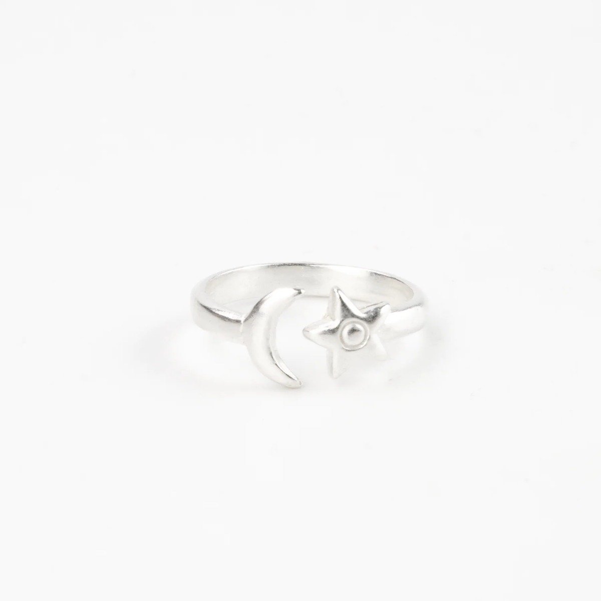 Pineapple Island Moon &amp; Star Adjustable Silver Plated Ring