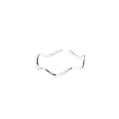 Pineapple Island Deep Wave Silver Plated Adjustable Ring