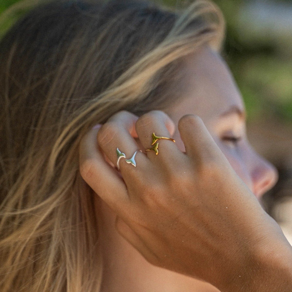 Pineapple Island Whale Tail Wrap Ring - Silver Plated
