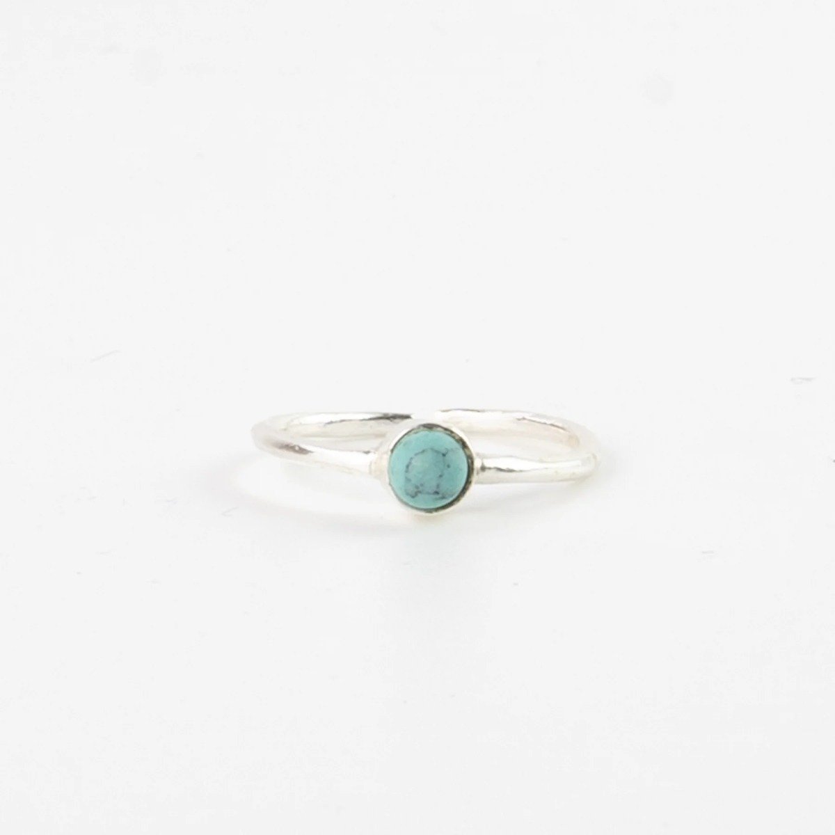 Pineapple Island Dainty Turquoise Stone Silver Plated Ring