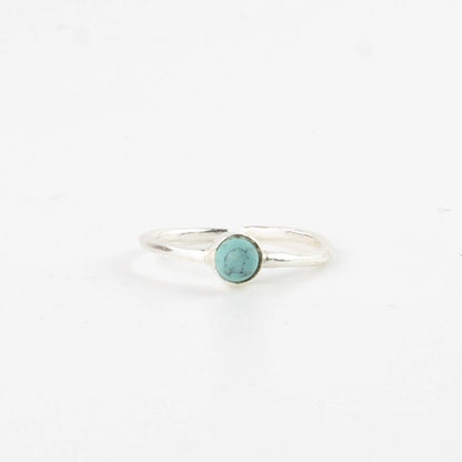 Pineapple Island Dainty Turquoise Stone Silver Plated Ring