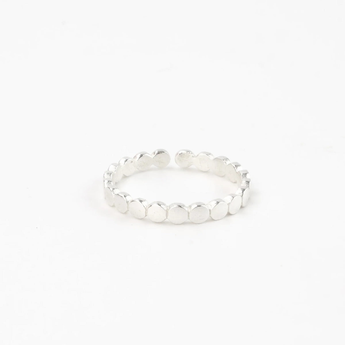 Pineapple Island Dainty Dot Adjustable Silver Plated Ring