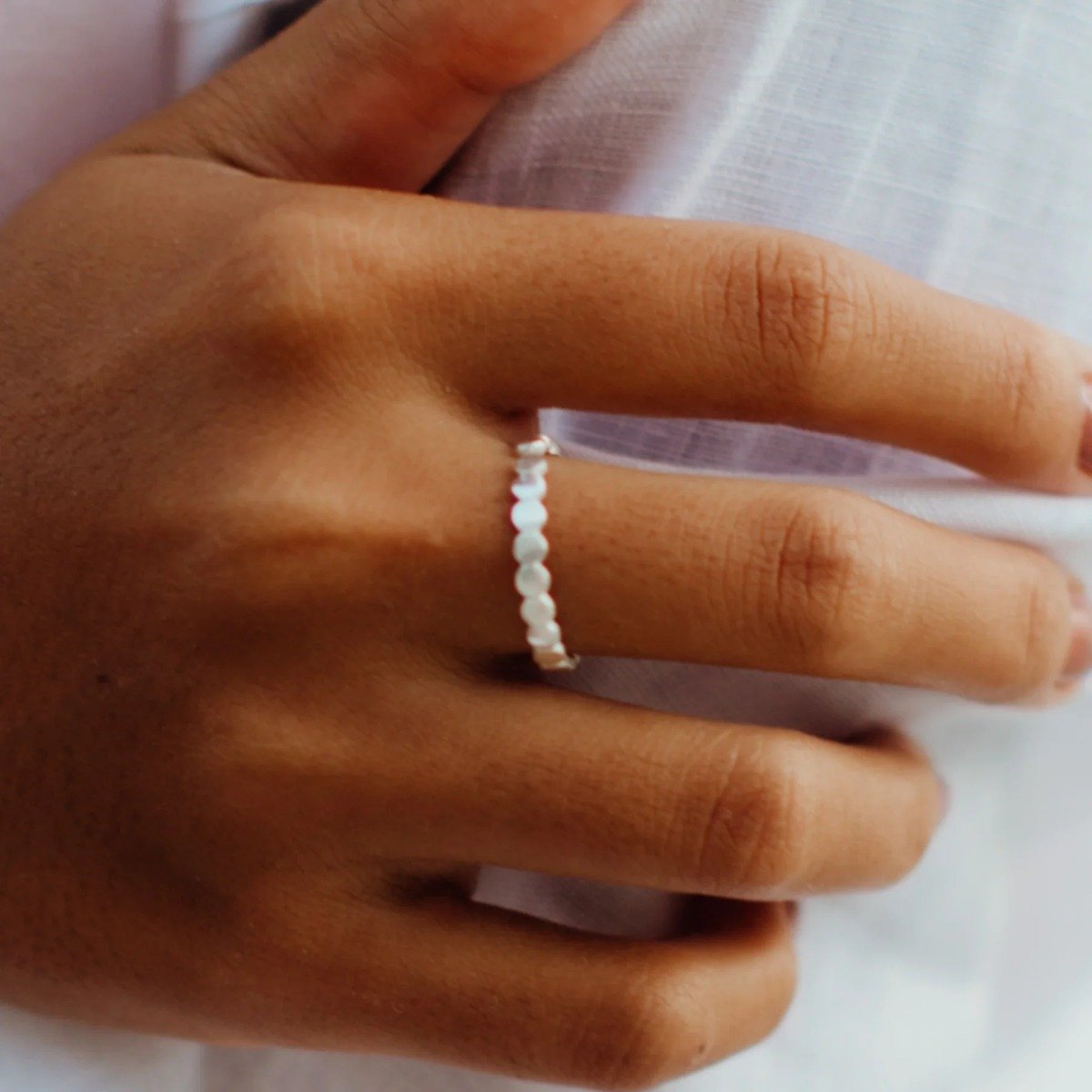 Pineapple Island Dainty Dot Adjustable Ring - Silver Plated