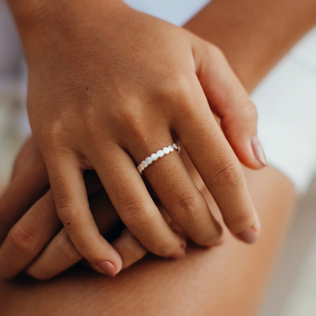Pineapple Island Dainty Dot Adjustable Ring - Silver Plated