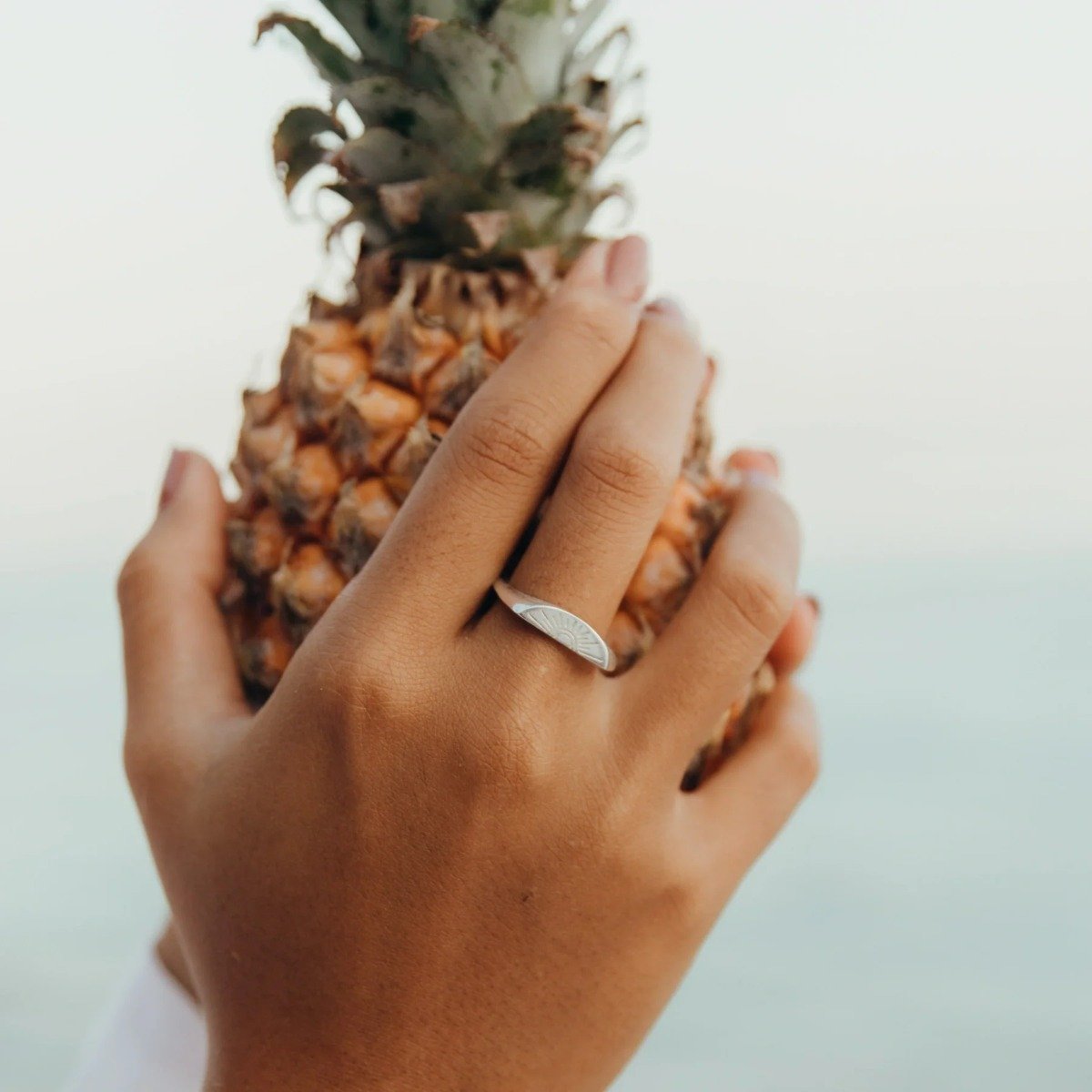 Pineapple Island Sunrise Ring - Silver Plated