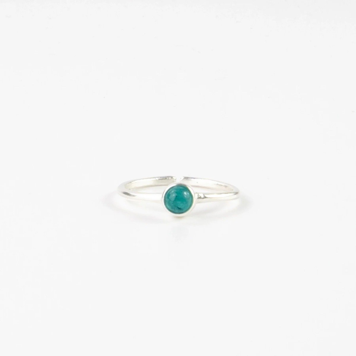 Pineapple Island Green Agate Adjustable Silver Plated Ring