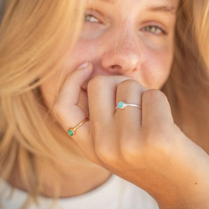 Pineapple Island Green Agate Adjustable Ring - Silver Plated