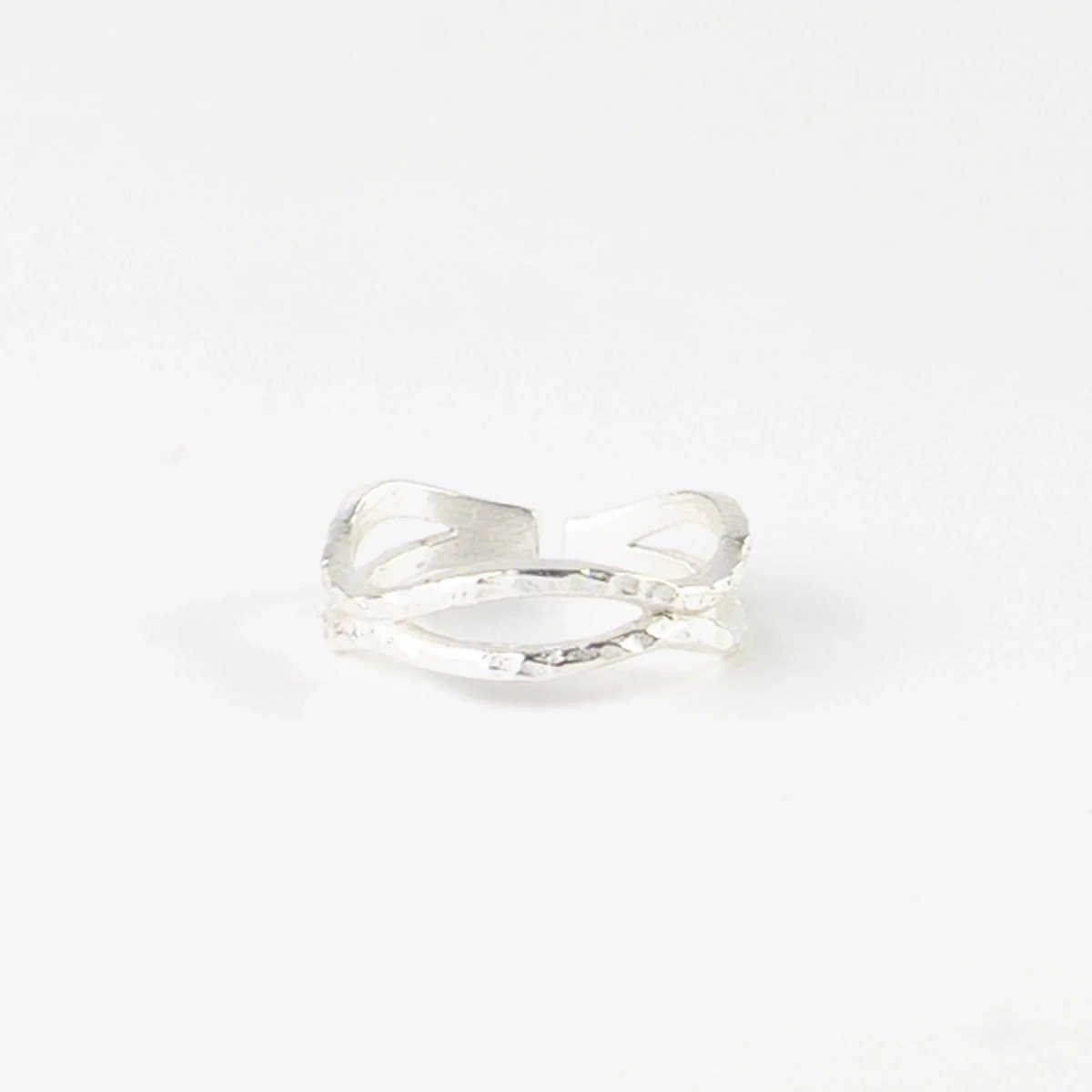 Pineapple Island Layered Deep Wave Adjustable Silver Plated Ring