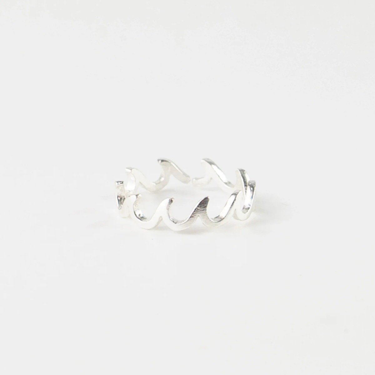 Pineapple Island Crashing Waves Adjustable Silver Plated Ring