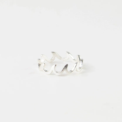 Pineapple Island Crashing Waves Adjustable Silver Plated Ring