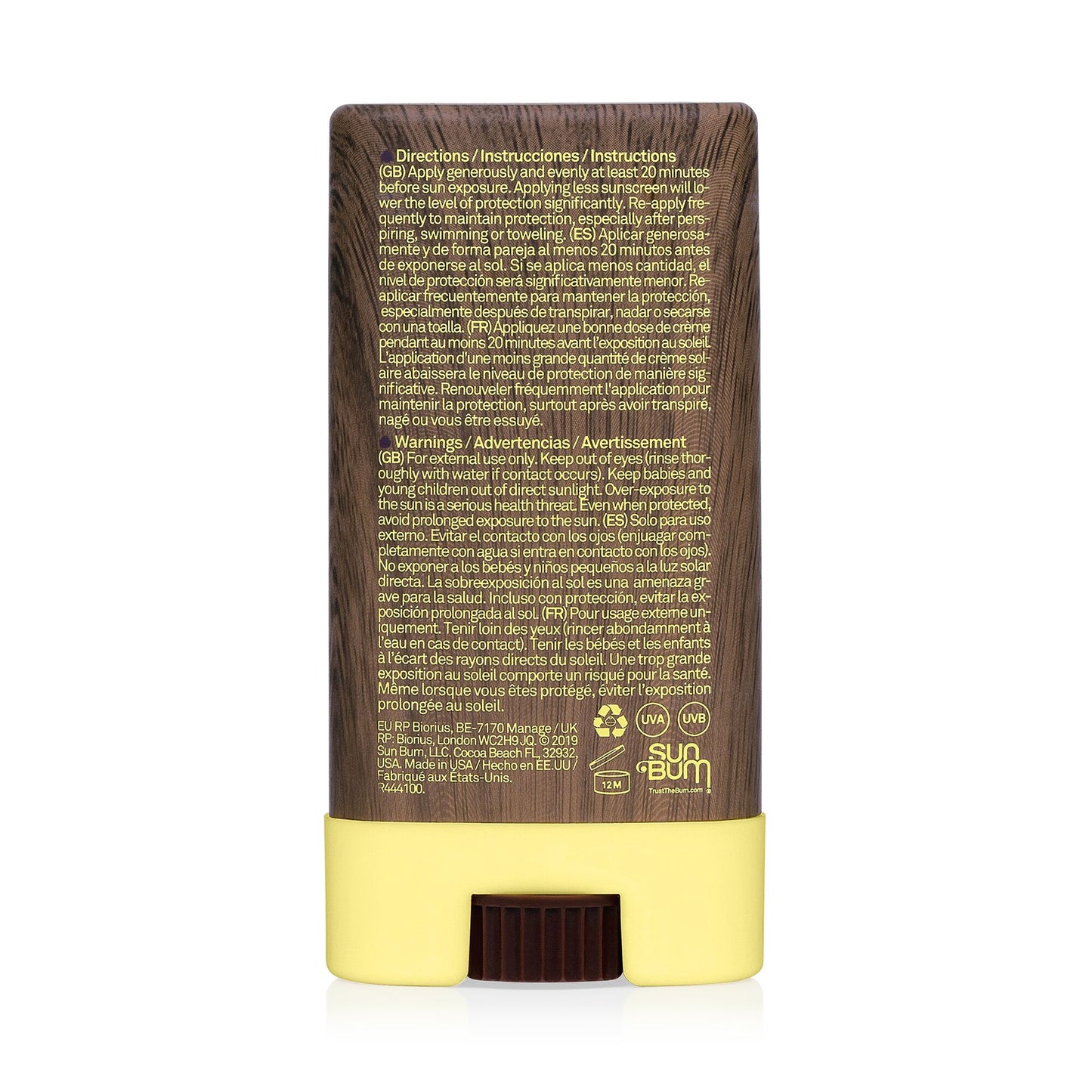 Sun Bum Original SPF 30 Sunscreen Face Stick back