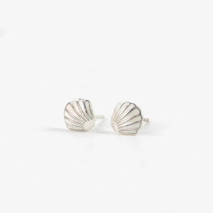 Pineapple Island Seashell Stud Earrings - Silver