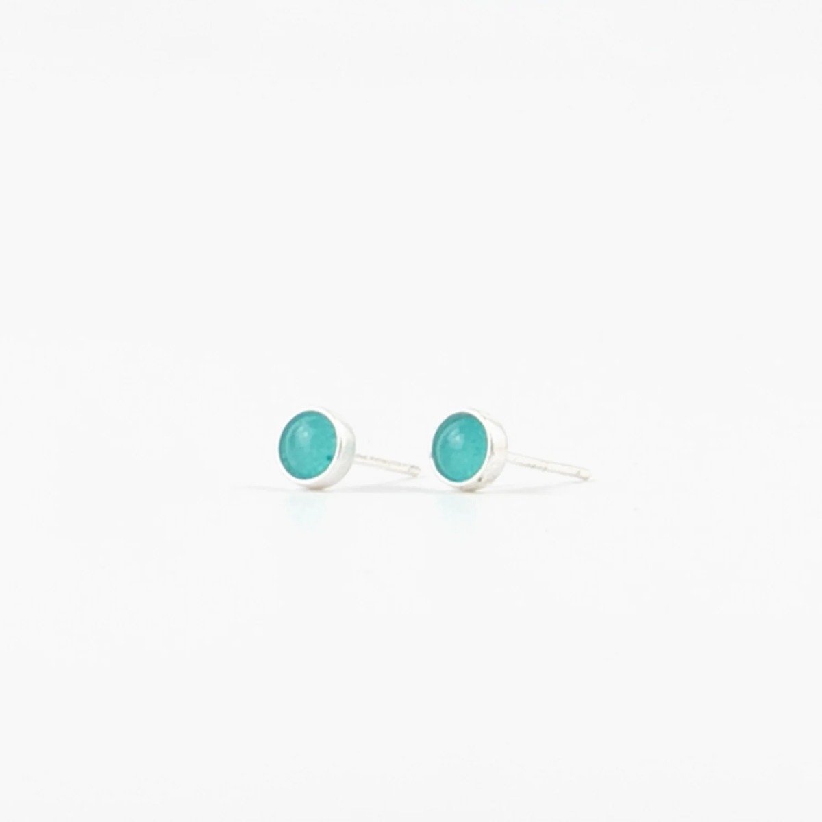 Pineapple Island Blue Stone Stud Earrings - Silver