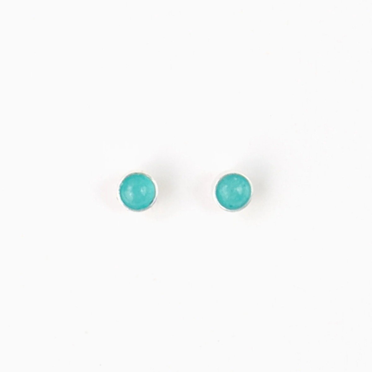 Pineapple Island Blue Stone Stud Earrings - Silver