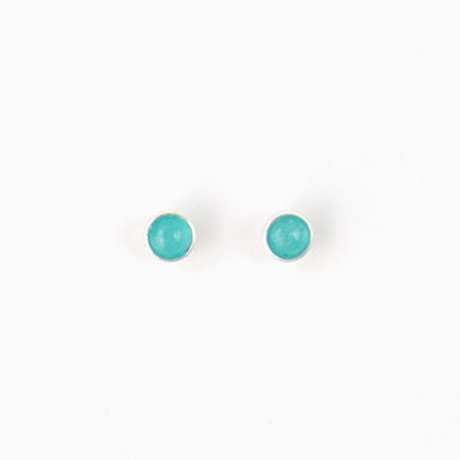 Pineapple Island Blue Stone Stud Earrings - Silver