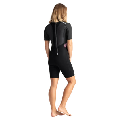C-Skins Element 3/2mm Womens Back Zip FL Shorty - Black / Meteor / Rose