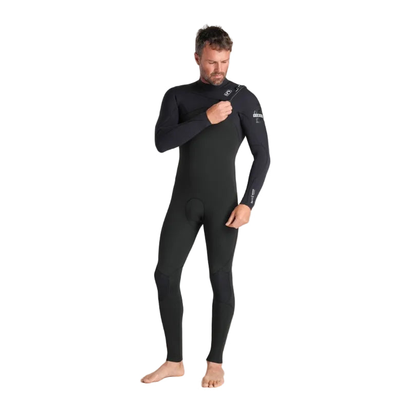 C-Skins NuWave Session 4/3mm Mens GBS Chest Zip Wetsuit 2026 - Black/Black X/Silver