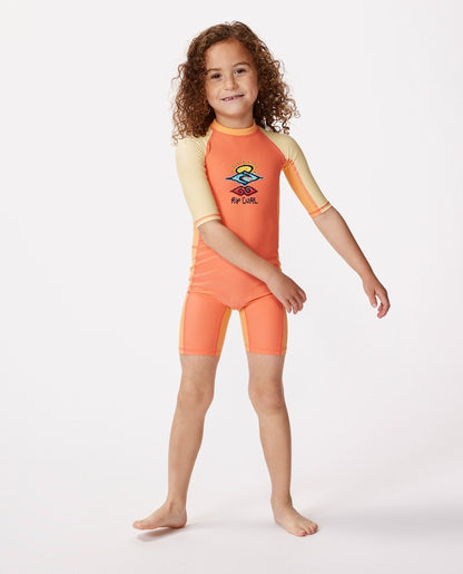 Rip Curl Cosmic UPF Short Sleeve Boys Spring Suit - Red Rock