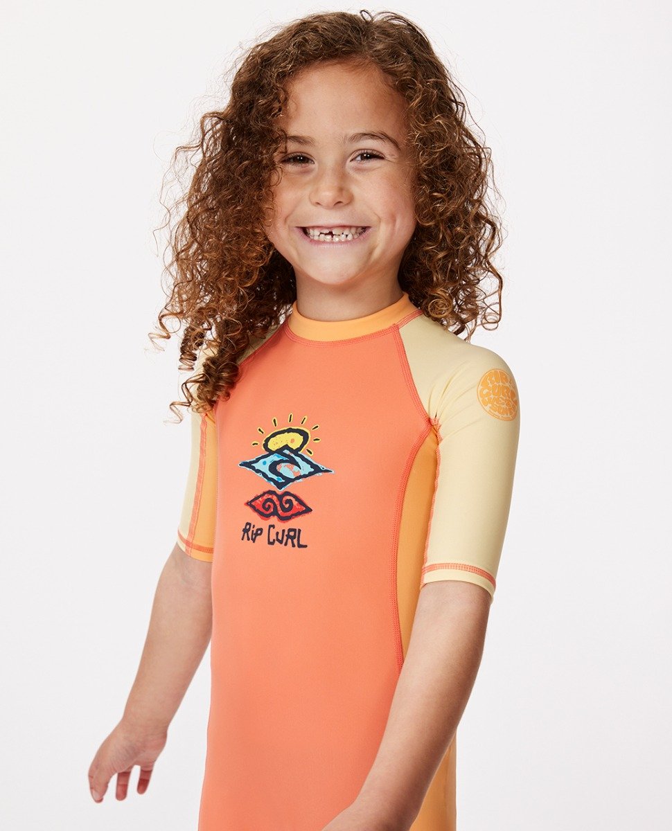 Rip Curl Cosmic UPF Short Sleeve Boys Spring Suit - Red Rock