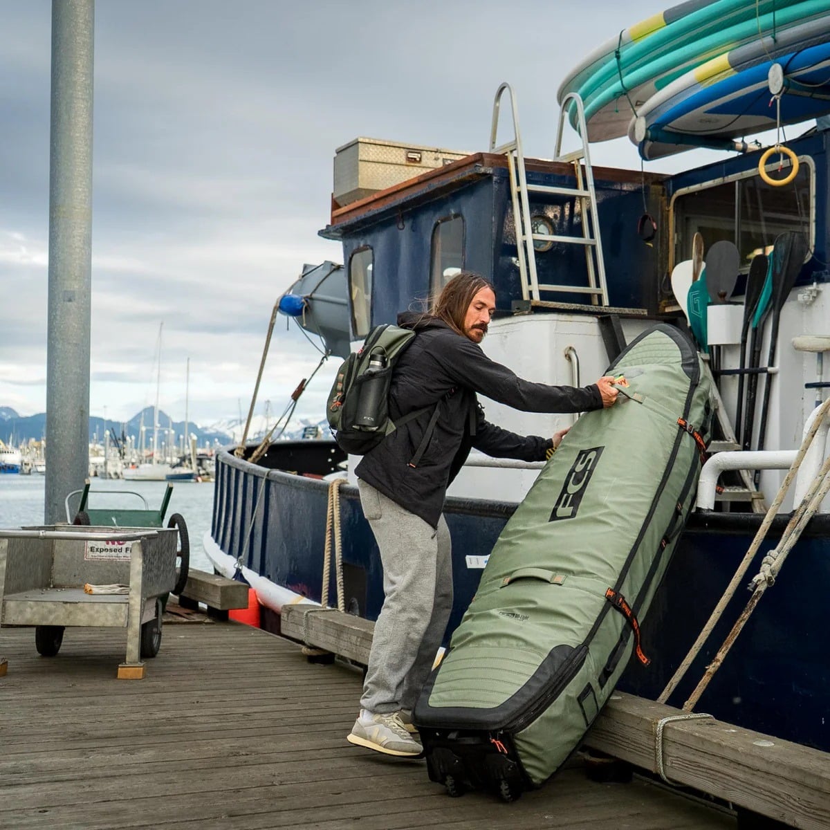 FCS Travel 3W Shortboard/Fish Wheelie Board Bag - Alpine