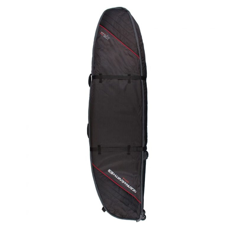Ocean and Earth Triple Wheel Shortboard Board Cover 2021 - Black/Red - Full View