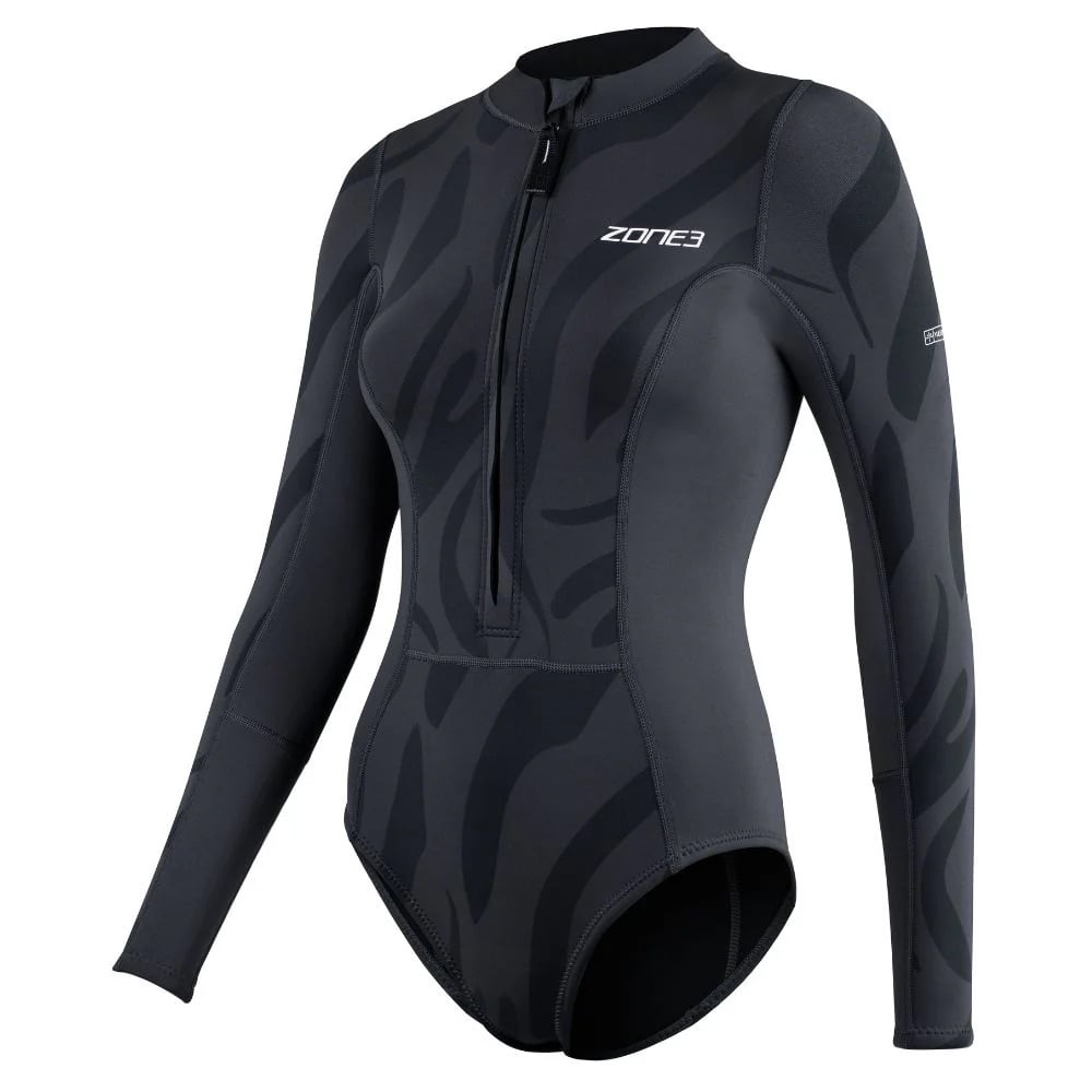 Zone3 Women's Yulex 1.5mm Long Sleeve Front Zip Swimsuit in Obsidian Black
