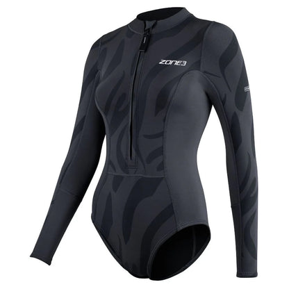 Zone3 Women's Yulex 1.5mm Long Sleeve Front Zip Swimsuit in Obsidian Black