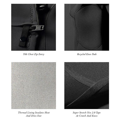 Vissla 7 Seas Comp 3/2mm Chest Zip Wetsuit - Black 2 - Buy online today