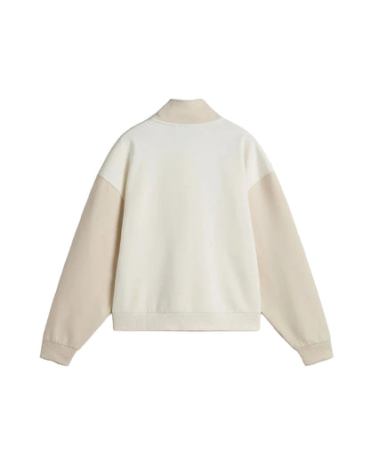 Vans Women's Colorblock Half Zip Mock Neck Sweatshirt - Marshmallow/Oat