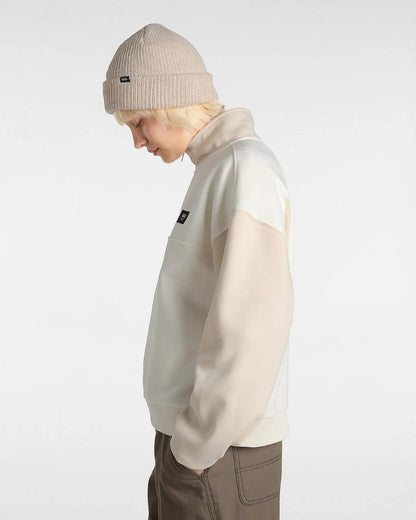 Vans Women's Colorblock Half Zip Mock Neck Sweatshirt - Marshmallow/Oat